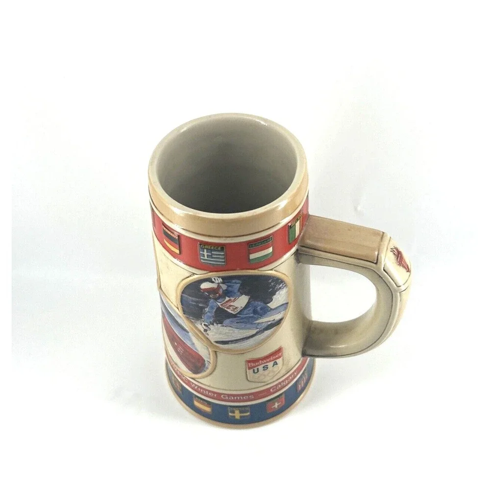 Vintage Budweiser U.S.A Calgary 1988 Olympic Winter Games Beer Mug Stein‎